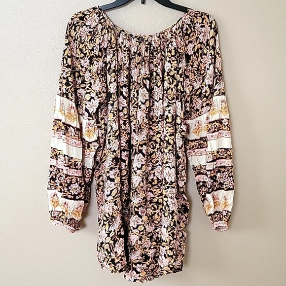 Billabong Gypset Oversized Floral Peasant Mini Dress Beach Boho Coastal - Size S - Picture 5 of 9